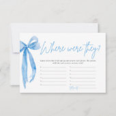 Invitation Dusty Blue Bow Où Étaient-Ils Fête des mariées Jeu (Devant)