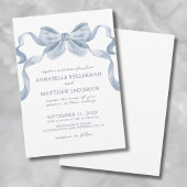 Invitation Dusty Blue Bow Whimsical Elegant Wedding Invitatio