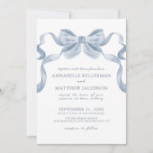 Invitation Dusty Blue Bow Whimsical Elegant Wedding Invitatio (Devant)
