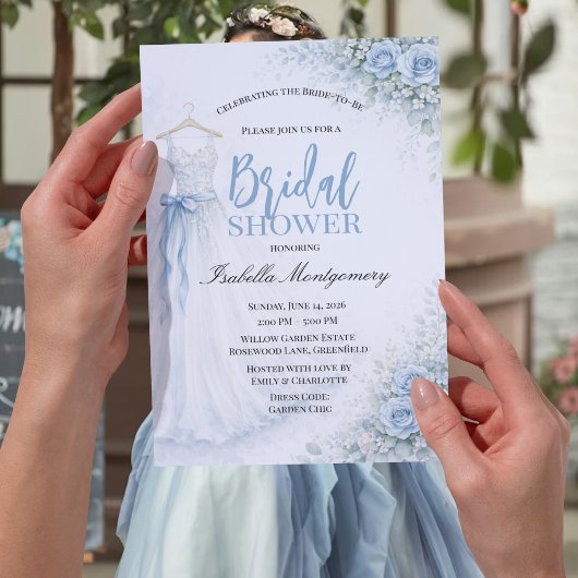 Invitation Dusty Blue Bridesmaid Dress Bridal Shower