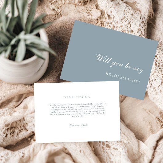 Invitation Dusty Blue  Bridesmaid Proposal Card