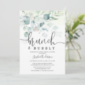 Invitation Dusty Blue Brunch & Bubbly Fête des mariées de ver (Debout devant)