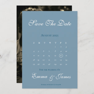 Invitation Dusty Blue Calendar Enregistrer la date avec la ph