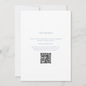 Invitation Dusty Blue Calligraphie moderne QR Code Mariage (Dos)