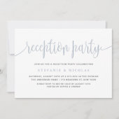 Invitation Dusty Blue Calligraphy Mariage Réception (Devant)