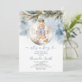 Invitation Dusty Blue C'est un garçon Cookies Baby shower de  (Debout devant)