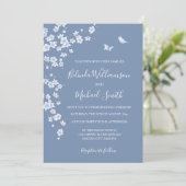Invitation Dusty Blue Cherry Blossom | Wedding (Debout devant)