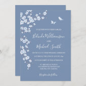 Invitation Dusty Blue Cherry Blossom | Wedding (Devant / Derrière)