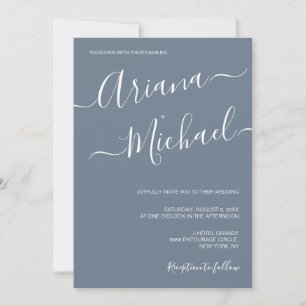 Invitation Dusty Blue Chic Minimaliste Mariage de typographie