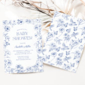 Invitation Dusty Blue Chinoiserie Baby shower garçon