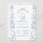 Invitation Dusty Blue Chinoiserie Baby shower garçon (Devant)
