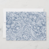 Invitation Dusty Blue Chinoiserie Dîner de répétition florale (Dos)