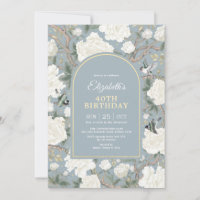 Dusty Blue Chinoiserie Floral Femmes 40e anniversa