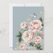 Invitation Dusty Blue Chinoiserie Floral Photo Enregistrer la (Dos)