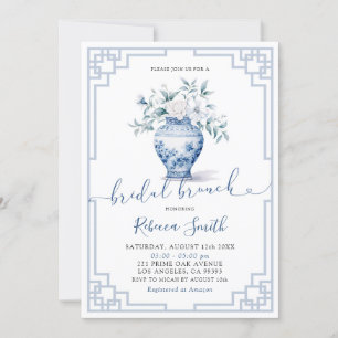 Invitation Dusty Blue Chinoiserie Ginger Jar Bridal Brunch