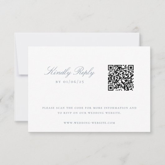 Invitation Dusty Blue Chinoiserie Mariage QR Code (Devant)