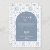 Invitation Dusty Blue Chinoiserie Teddy Bear Merci (Devant / Derrière)