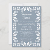 Invitation Dusty Blue Cielito Lindo Baptême et premier annive (Devant)