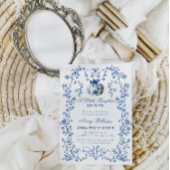 Invitation Dusty Blue Citrouille Fall Floral Boy Baby shower