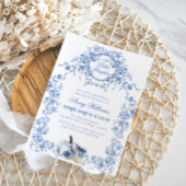 Invitation Dusty Blue Citrouille Fall Floral Boy Baby shower