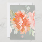 Invitation Dusty Blue+Coral Aquarelle Fleurs Bat mitzvah (Dos)