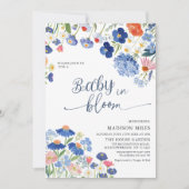 Invitation Dusty Blue Cornflower Meadow Baby in Bloom Shower (Devant)