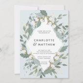 Invitation Dusty Blue Cotton Garden Diamond Mariage botanique (Devant)