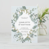 Invitation Dusty Blue Cotton Garden Diamond Mariage botanique (Debout devant)