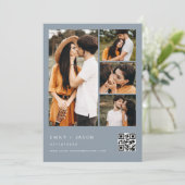 Invitation Dusty Blue Couple's Shower Photo Code QR (Debout devant)