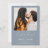 Invitation Dusty Blue Couple's Shower Photo Code QR (Dos)