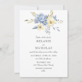 Invitation Dusty Blue + Cream Floral Mariage (Devant)