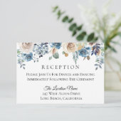 Invitation Dusty Blue Cream Floral Mariage Réception (Debout devant)