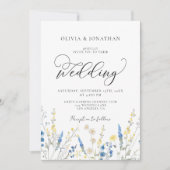Invitation Dusty Blue Dainty All in 1 Budget QR Code Mariage (Devant)