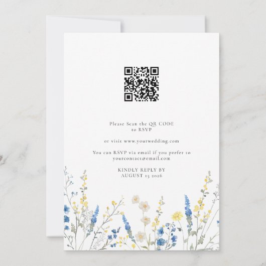 Invitation Dusty Blue Dainty All in 1 Budget QR Code Mariage (Dos)