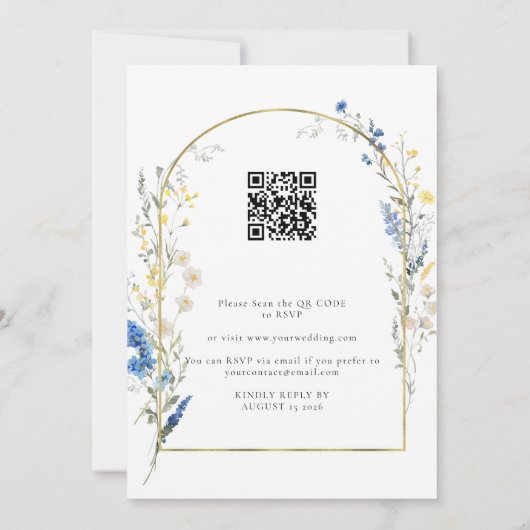 Invitation Dusty Blue Dainty Gold All in 1 Budget QR Mariage (Dos)