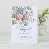 Invitation Dusty Blue Delicate Hydrangea Flowers Wedding (Debout devant)