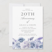 Invitation Dusty Blue Elegance 20e anniversaire de Mariage (Devant)