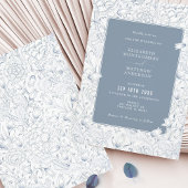 Invitation Dusty Blue Elegance Tulips & Chrysanthemum