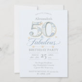 Invitation Dusty Blue Elegant 50 & Fabulous Birthday (Devant)