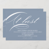 Invitation Dusty Blue Elegant À dernier Mariage de calligraph (Devant / Derrière)
