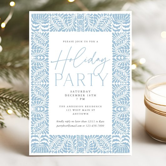 Invitation Dusty Blue Elegant Arts Artisanat Style Fête de Va