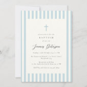 Invitation Dusty Blue Élégant Baptême Garçon (Devant)