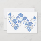 Invitation Dusty Blue Elegant Blanc Gris Floral Mariage Coeur (Dos)