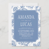 Invitation Dusty Blue Elegant Chinoiserie Mariage (Devant)