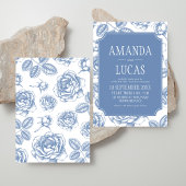 Invitation Dusty Blue Elegant Chinoiserie Mariage