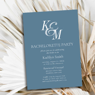 Invitation Dusty Blue Élégant Classic Bachelorette Party