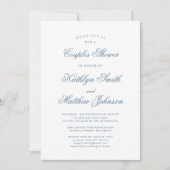 Invitation Dusty Blue élégant Classic Script Couples Douche (Devant)