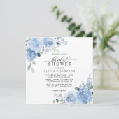 Invitation Dusty Blue Elegant Fête des mariées botanique clai (Debout devant)