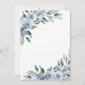 Invitation Dusty Blue Élégant Floral Rustic Rehearer Dîner (Dos)