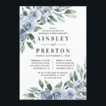 Invitation Dusty Blue Élégant Floral Rustic Rehearer Dîner<br><div class="desc">Le design est doté d'une élégante verdure aquarelle avec des éléments floraux de rose bleu boho poussiéreux. Design dispose également d'une mise en page de police de typographie moderne.</div>